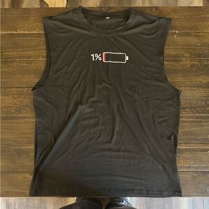 Black Tank Top with Battery Print